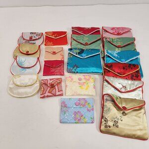Bundle of Asian / Chinese Small Fabric Coin Purses Vintage